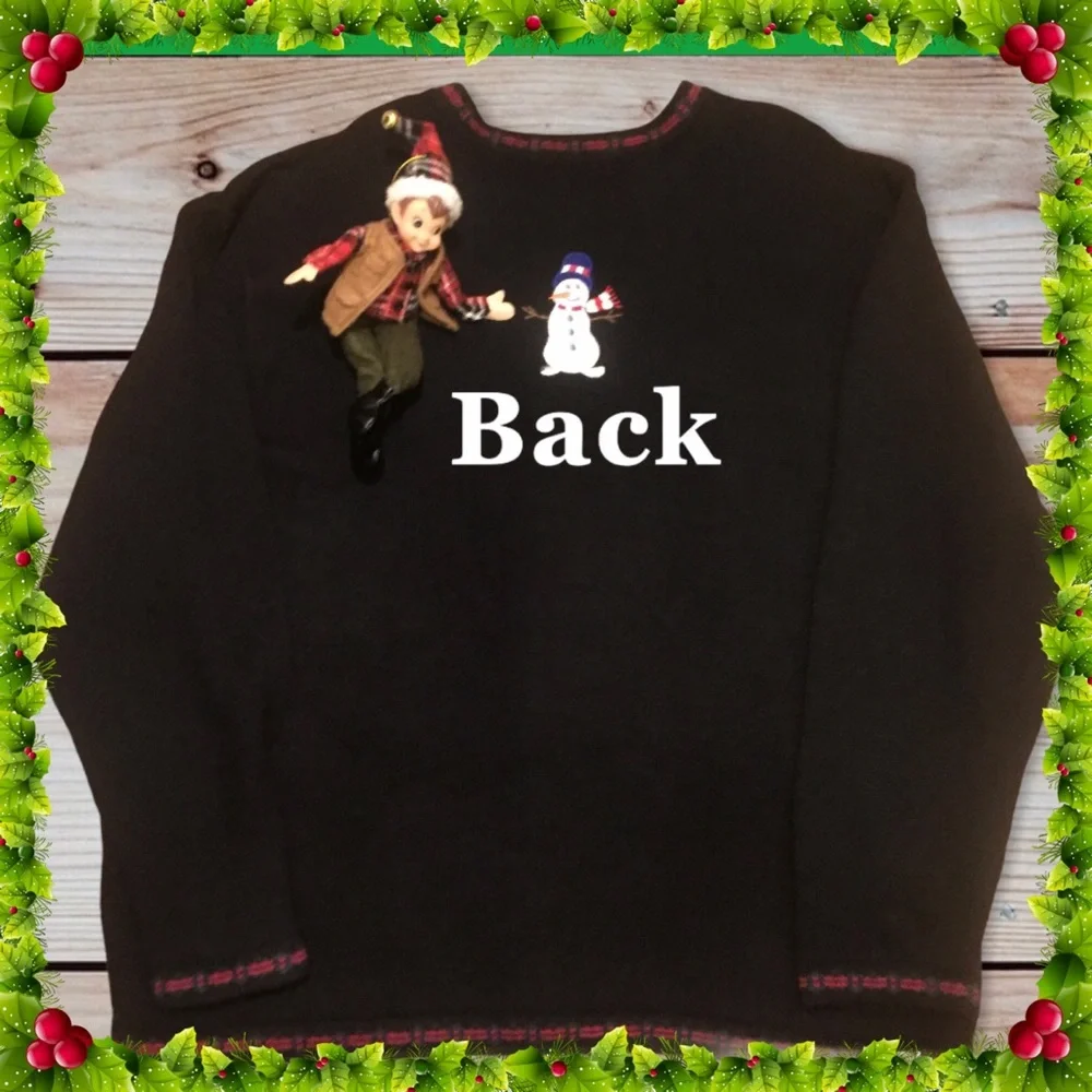 New Christmas Sweater with Snowmen, Snowflakes & Gingerbread Men - Picture 2 of 7